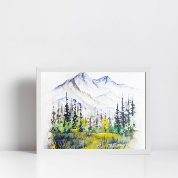 Pine trees by the Mountainside | Watercolor Painting Download - Image 3